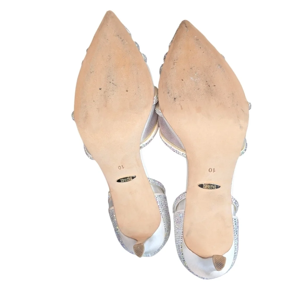Badgley Mischka Haze Slip-On Silver Crystal Pointed Toe Pumps Heels Size 10
